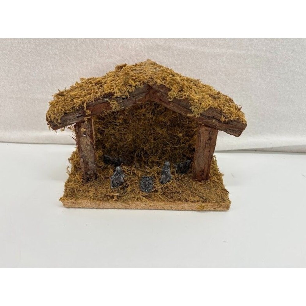 Hallmark Mini Self Standing PEWTER NATIVITY Vintage 1980s Manger Scene